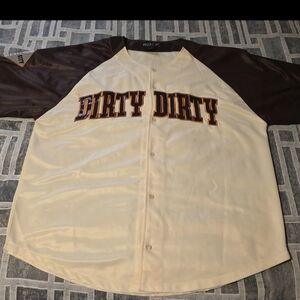 Boff Men's XXL Button Down Shirt - Cream and Brown Dirty Dirty.